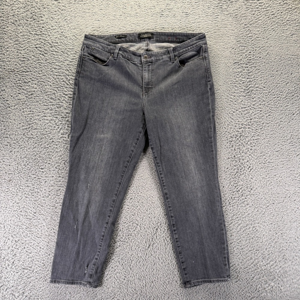 Talbots Flawless Jeans Womens 16P Gray Cotton Denim Ankle Slim Faded Stretch